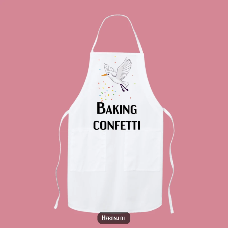 Funny Confetti Heron Apron: Cook Up a Celebration