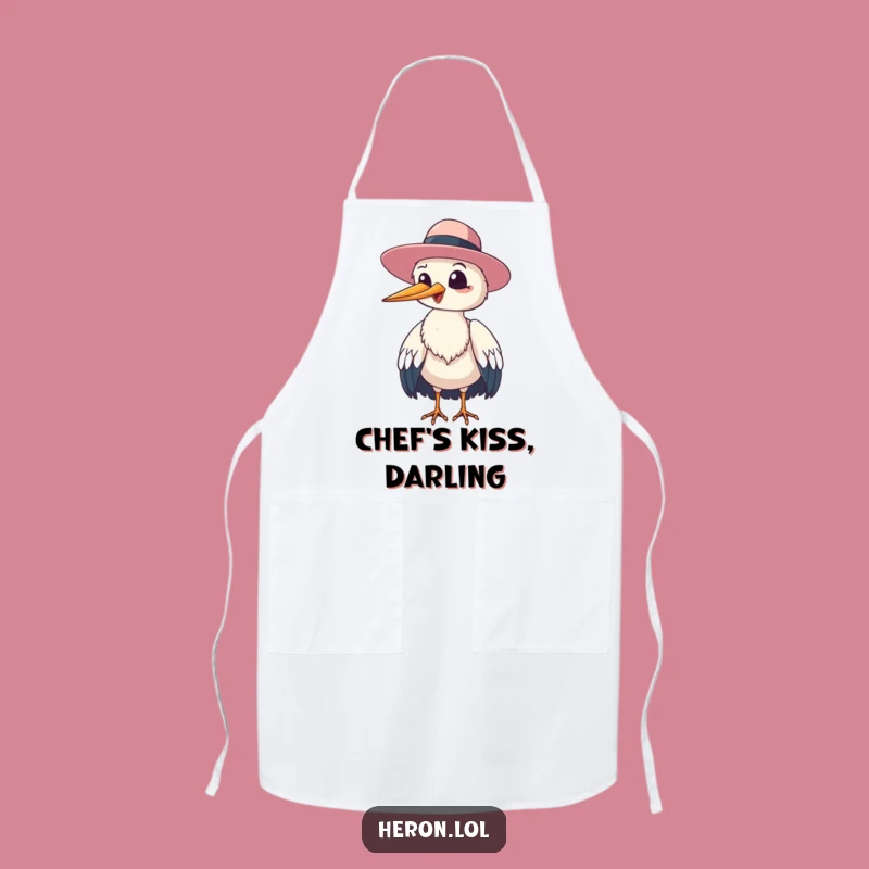 Funny Giggling Heron Floppy Hat Apron: Kitchen Cheer & Bird Humor, Ideal Funny Gift!