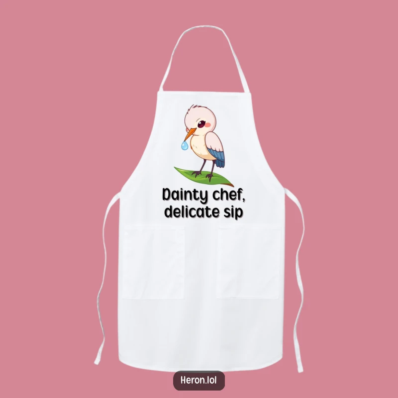 Funny Heron Apron: Dewdrop Sip - Kitchen Nature Wear & Funny Gift
