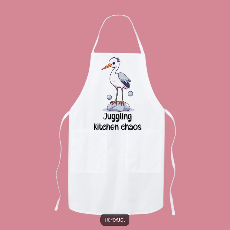 Funny Heron Juggling Apron: Cook Up Laughs in the Kitchen