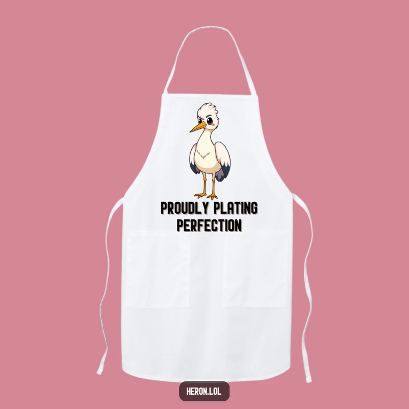 Funny Proud Heron Apron: Standing Tall - Confident Kitchen Wear & Funny Gift