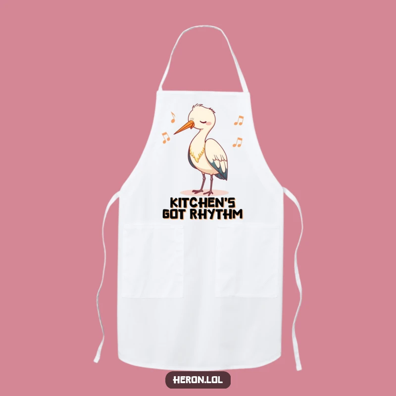 Funny Cute Heron Bobbing Apron - Whimsical Bird Watching Kitchen Gift