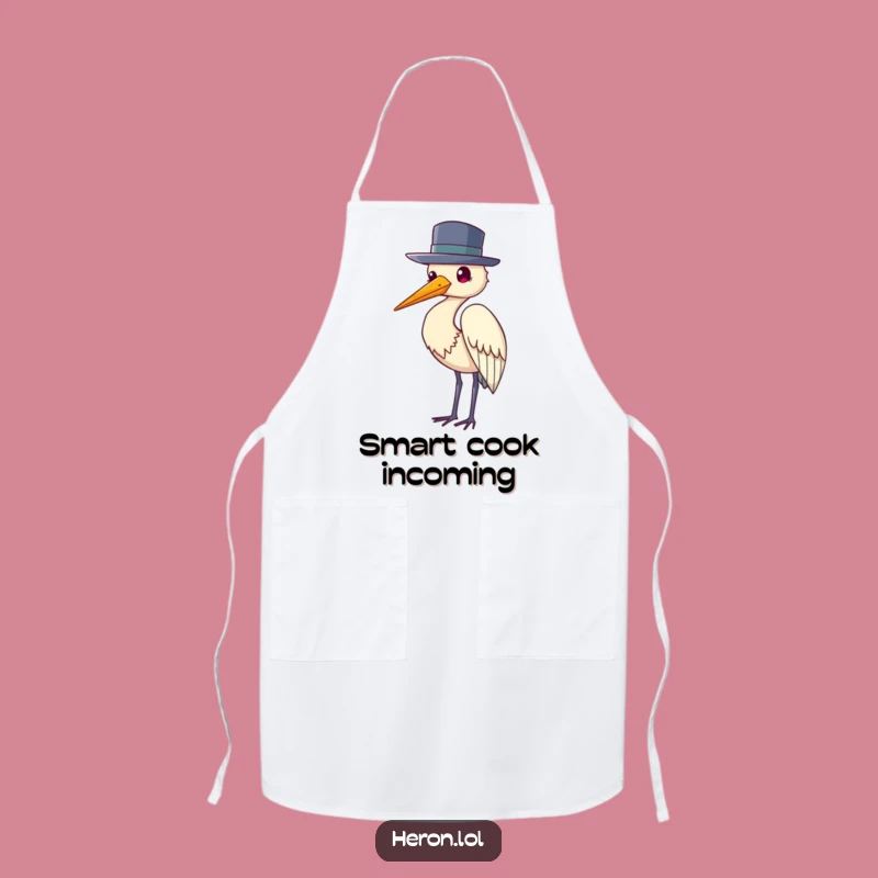 Funny Heron Hat Chef Apron: Cook with Dapper Bird Elegance