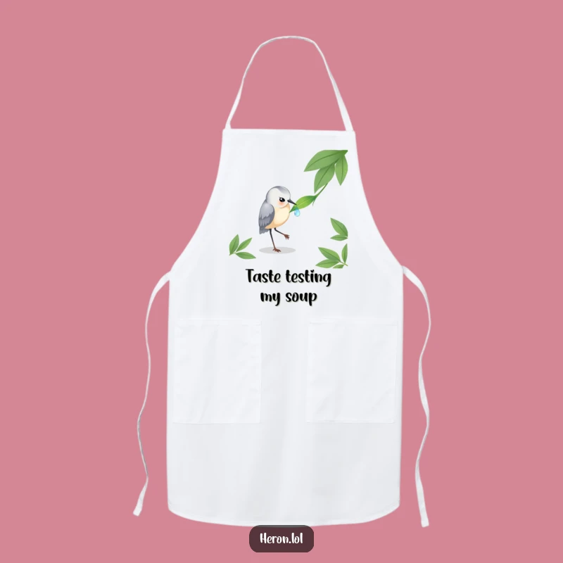 Funny Heron Chef Apron - Elegant Dewdrop Kitchen Wear
