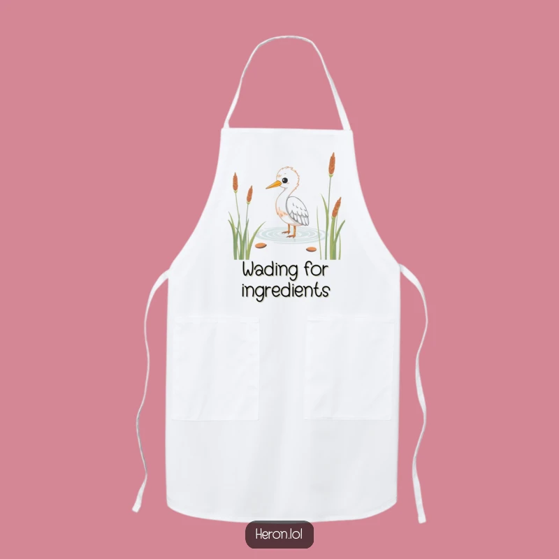 Funny Kawaii Heron Apron: Culinary Calm Bird, Humorous Kitchen Gift