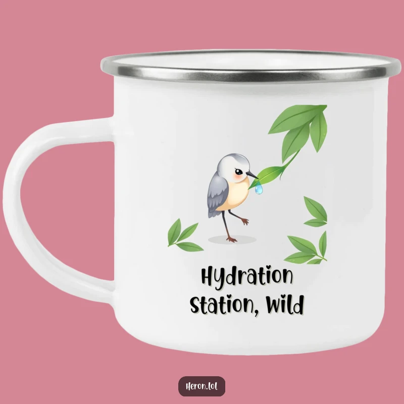 Funny Heron Camp Mug - Serene Dewdrop Outdoor Gift
