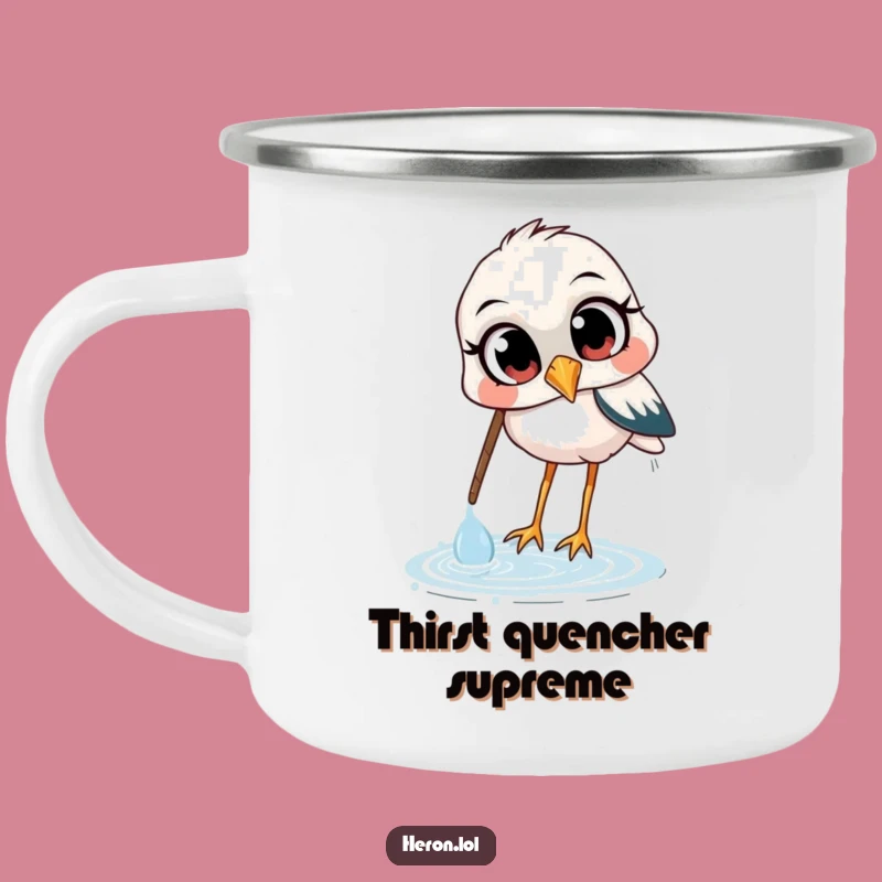 Funny Heron Camping Mug: Outdoor Curiosity - Durable & Comical Gift