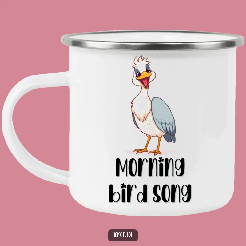 Funny Goofy Heron Camping Mug: Loud Song Camp Fun