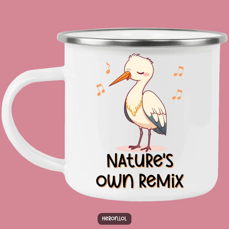 Funny Cute Heron Bobbing Camping Mug - Durable & Whimsical Nature Adventure Gift