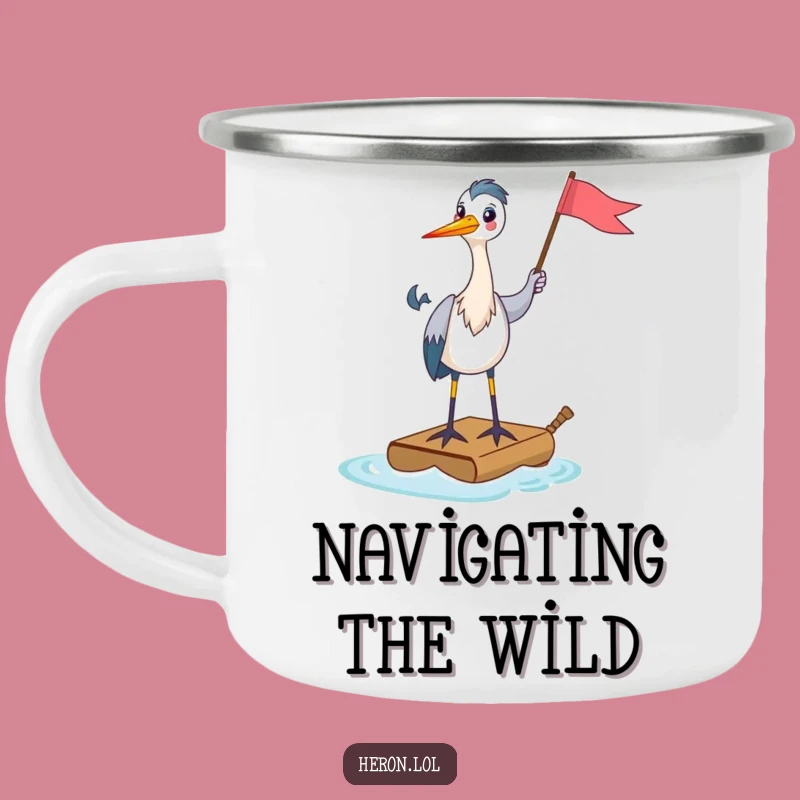 Funny Heron Camping Mug: Raft Adventure, Happy Flag Holder, Gift