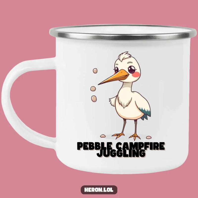 Funny Kawaii Heron Juggling Camping Mug - Outdoor Fun