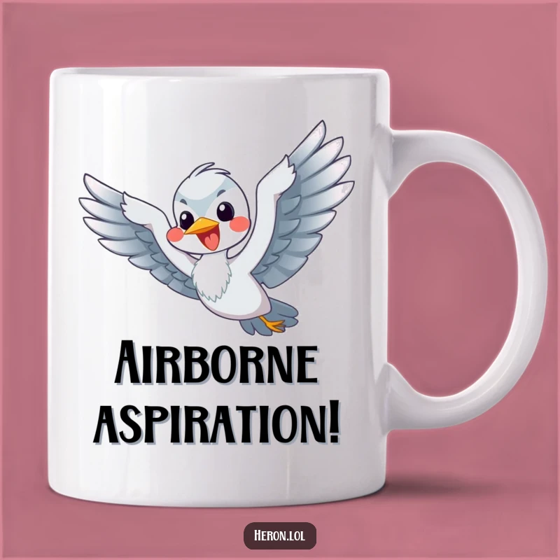 Funny Flying Heron Mug: Happy Bird Flapping Flipper Fun - Perfect Gift!