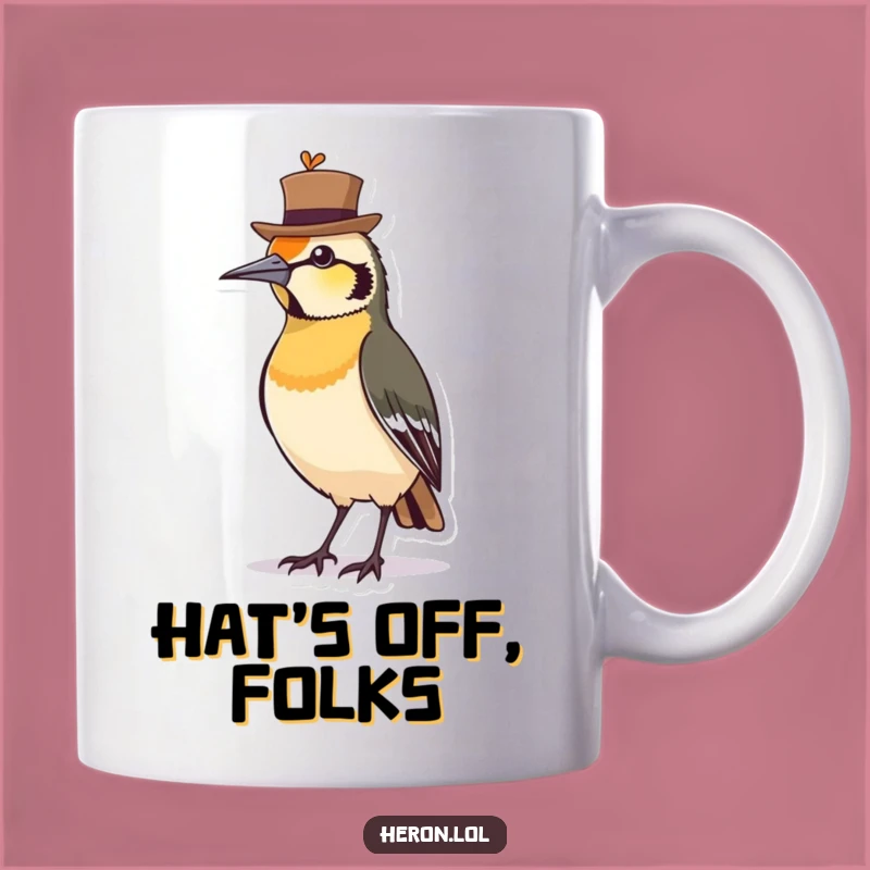 Funny Bird Hat Mug, Dapper Avian Character, Perfect Gift