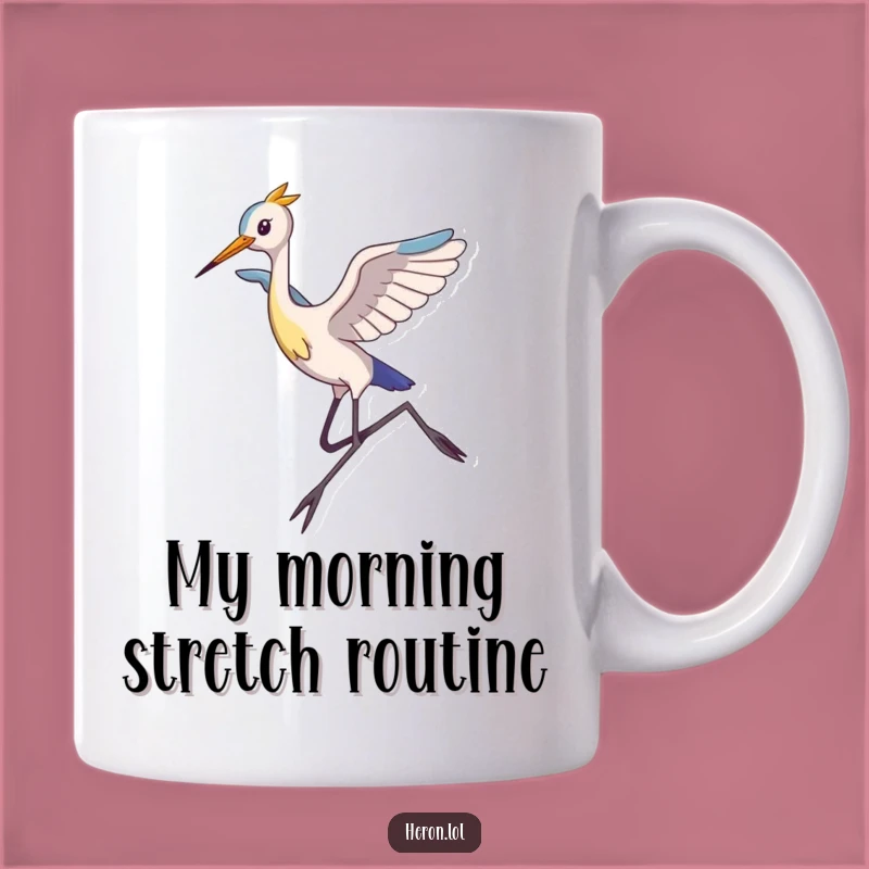 Funny Flying Heron Mug: Graceful Leap, Long Legs, Perfect Humorous Gift