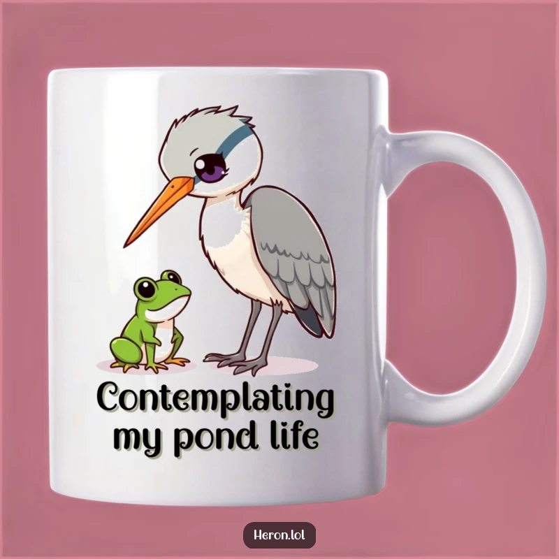 Funny Heron & Frog Observation Mug - Perfect Wildlife Humor Gift