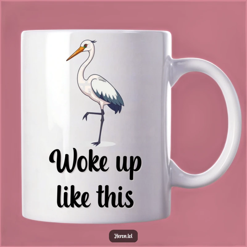 Funny Heron Grace Mug - Elegant Bird Pose, Sophisticated Cartoon Character, Perfect Gift