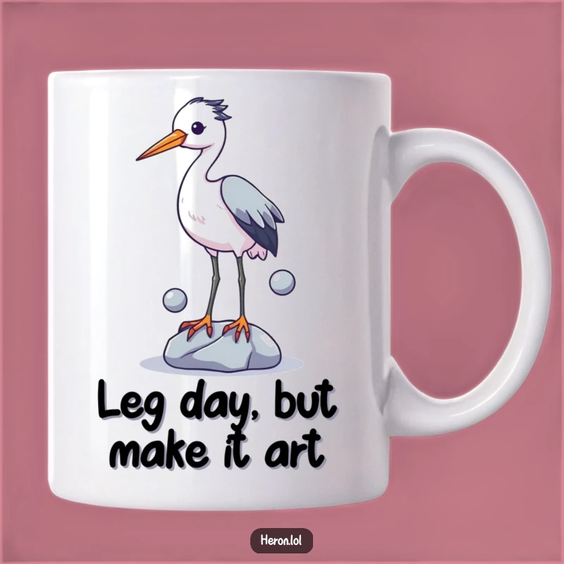Funny Heron Juggling Gift Mug: Hilarious Bird Art for Coffee Lovers