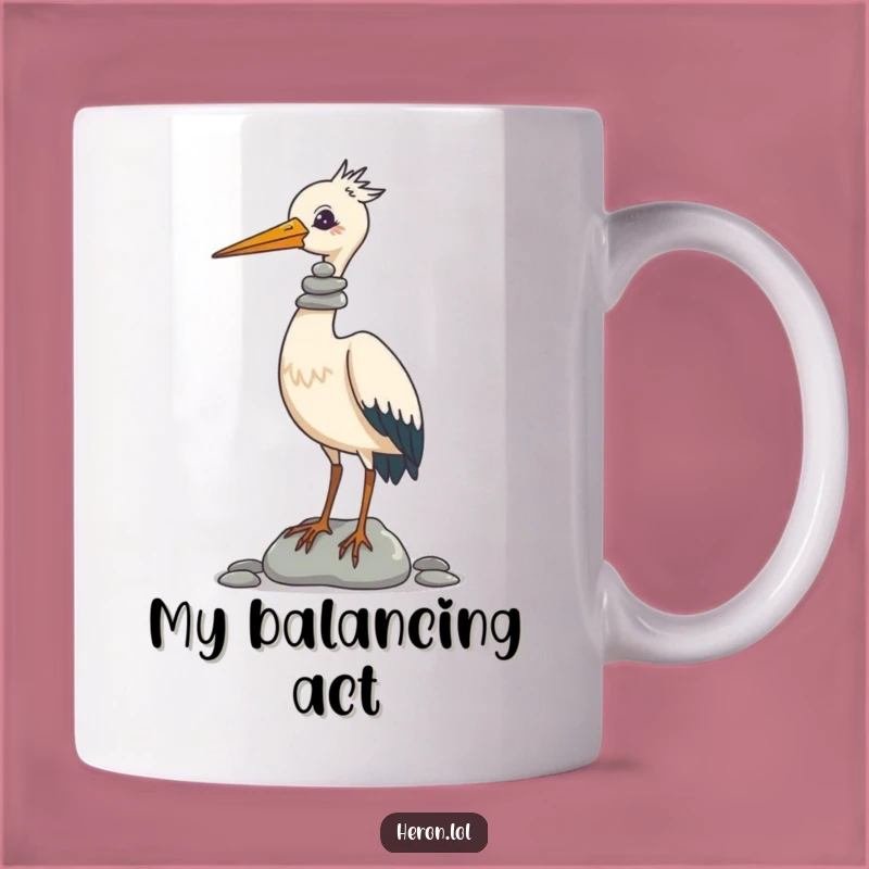 Funny Heron Zen Master Mug: A Hilarious Balancing Act Gift