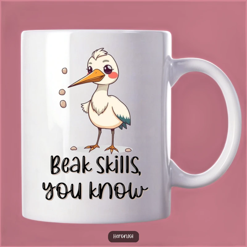 Funny Kawaii Heron Beak Juggling Mug - Hilarious Bird Gift Idea
