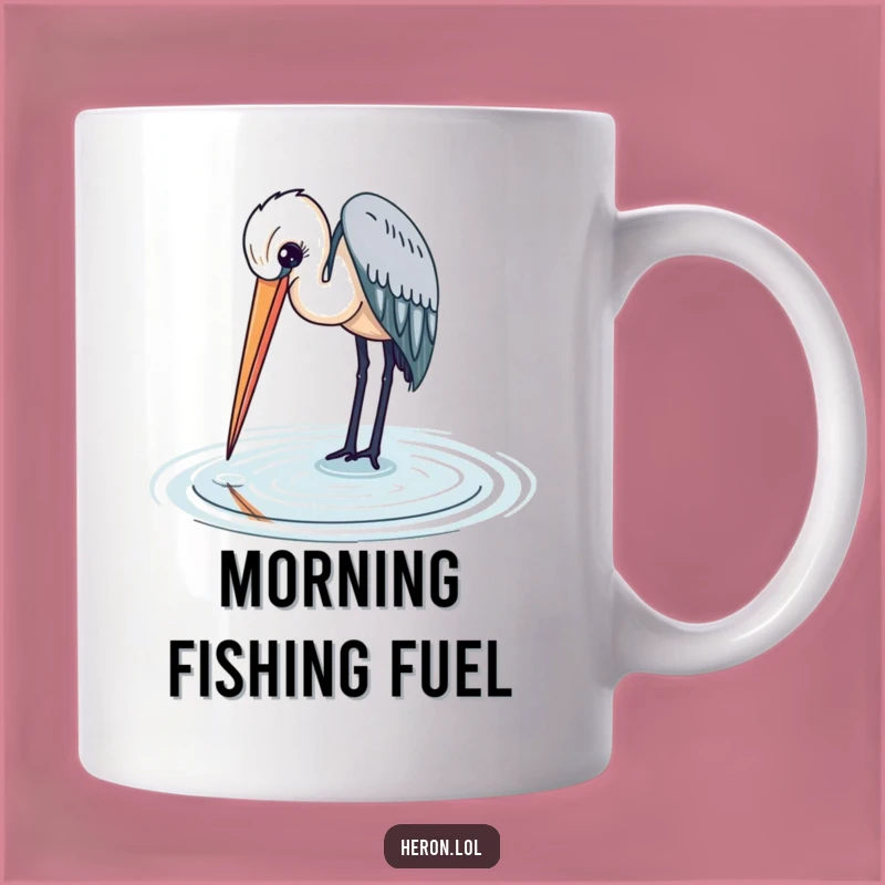 Elegant Heron Bird Mug: Peaceful Nature Moment for Your Morning Brew Gift