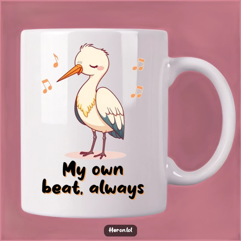 Funny Cute Heron Bobbing Mug - Whimsical Bird Watching Gift for Nature Lovers