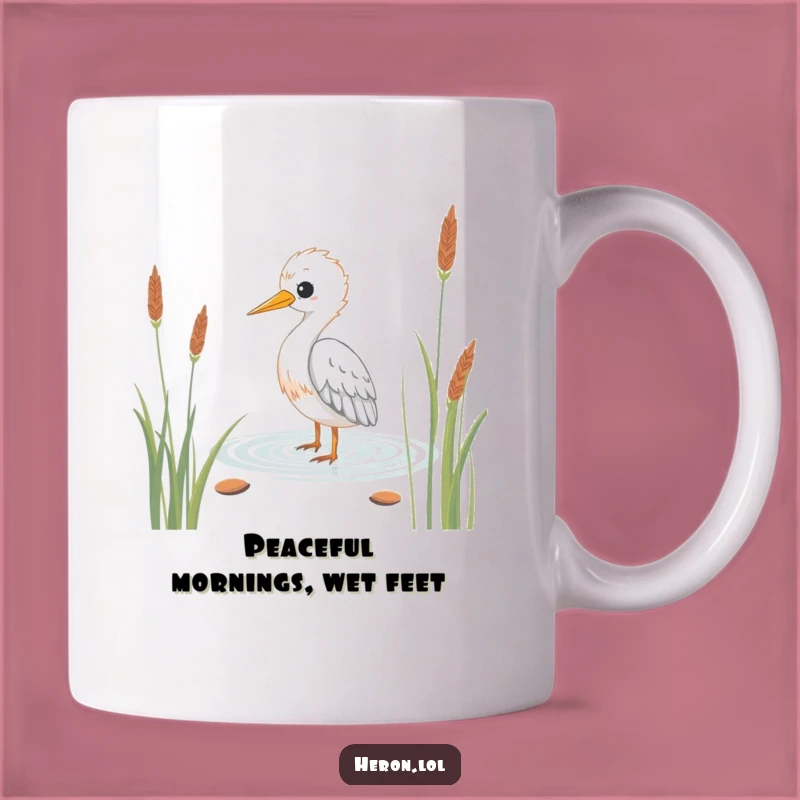 Funny Kawaii Heron Mug: Serene Wading Bird, Perfect Peaceful Humorous Gift