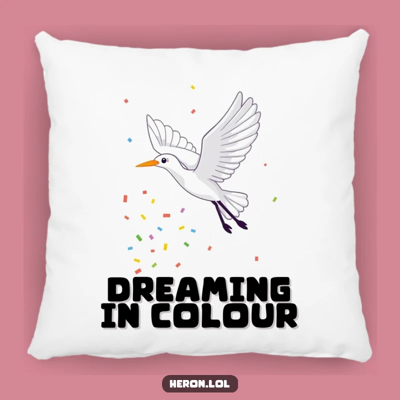 Funny Confetti Heron Pillow: Snuggle Up with Celebration