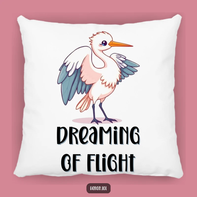 Funny Kawaii Heron Pillow: Soft Wing Motion, Cozy Humorous Accent