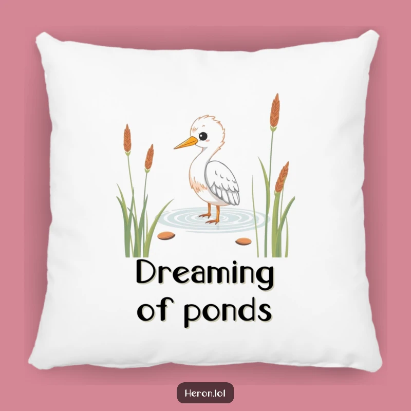 Funny Kawaii Heron Pillow: Soft Wading Bird, Cozy Humorous Comfort