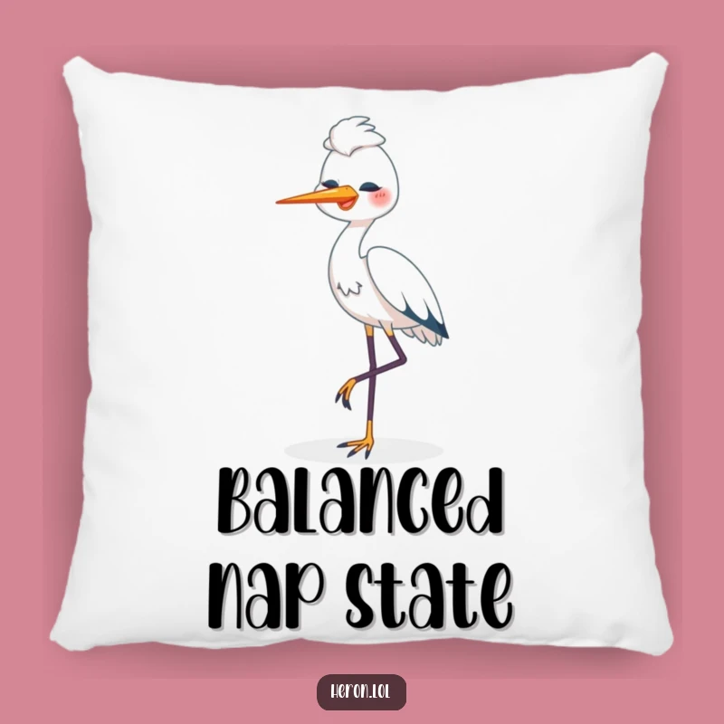 Funny Happy Heron Pillow: One Legged Bird, Comfy & Humorous Accent