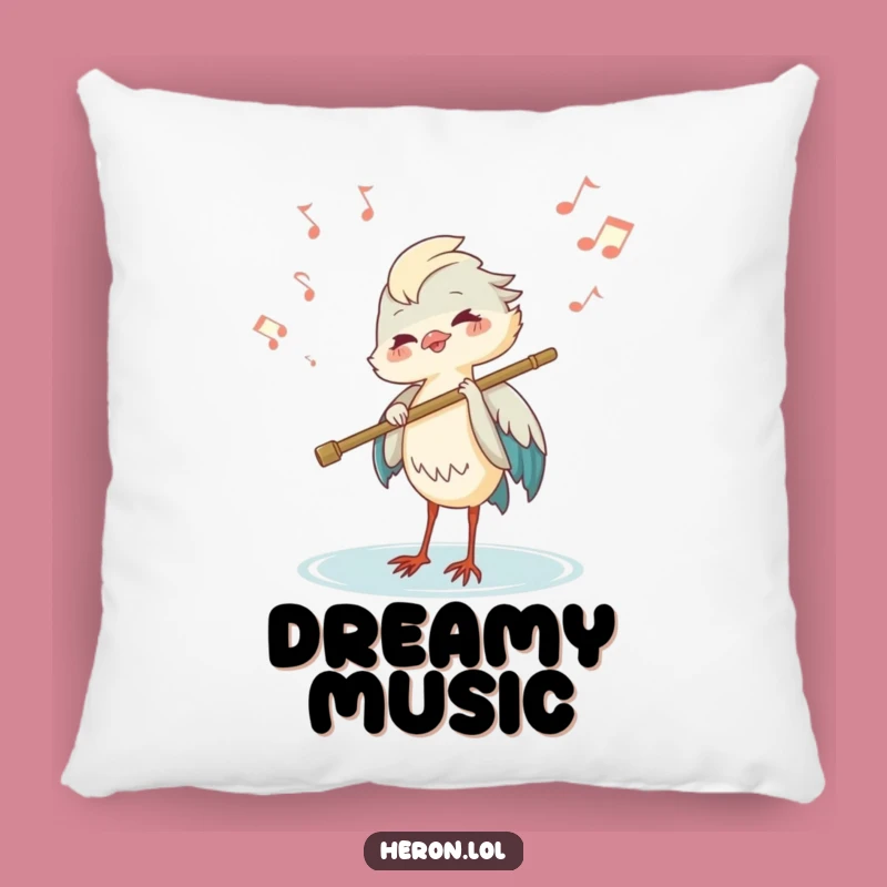 Funny Heron Flute Pillow: Cozy Musical Accent, Sweet Funny Gift