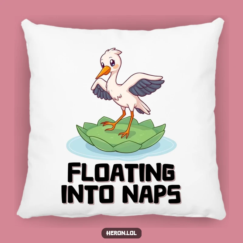 Funny Heron Landing Pillow: Delighted Bird's Grace, Cozy & Hilarious Accent