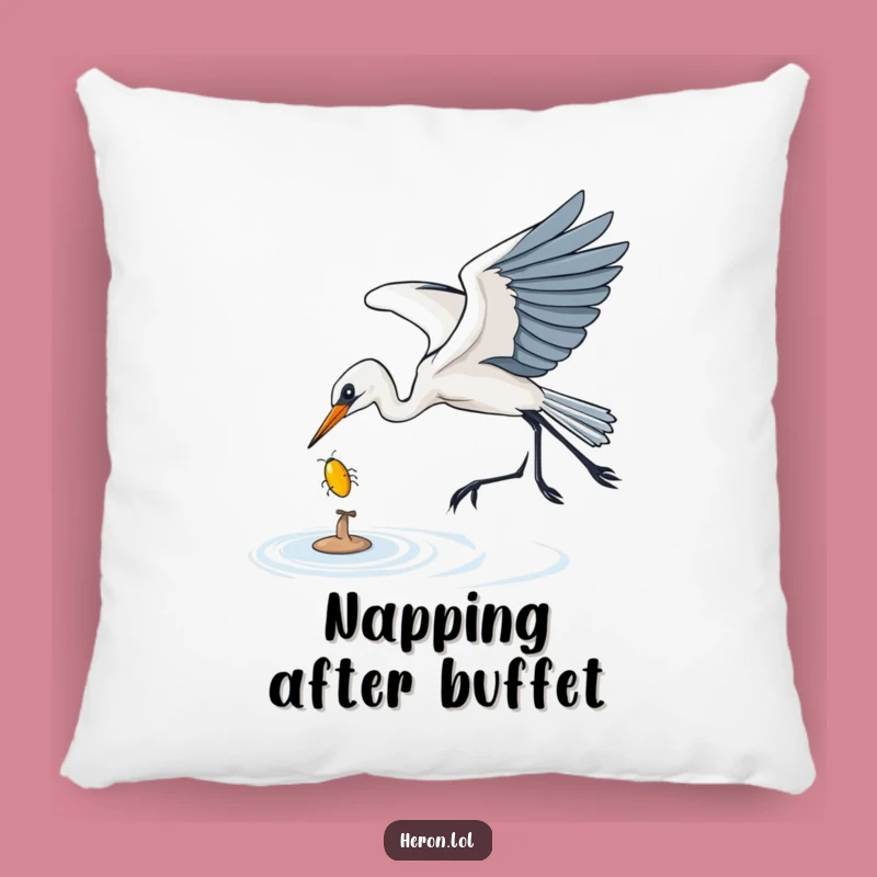 Funny Heron Pillow: Bug Catching Comfort, Cozy & Hilarious Decor