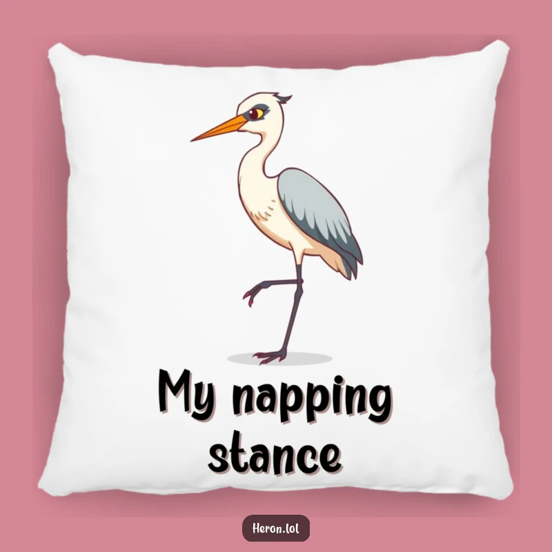 Funny Heron Pillow: Tiptoe Comfort - Soft & Comical Accent Gift
