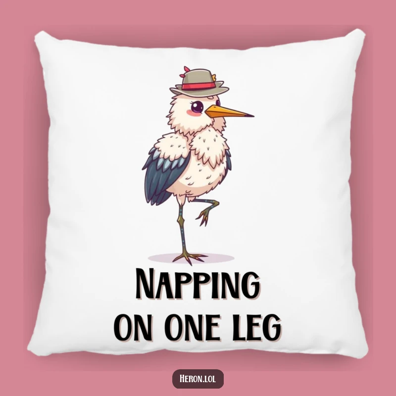 Funny Heron Balance Pillow: Cozy Bird Hat Cushion Gift