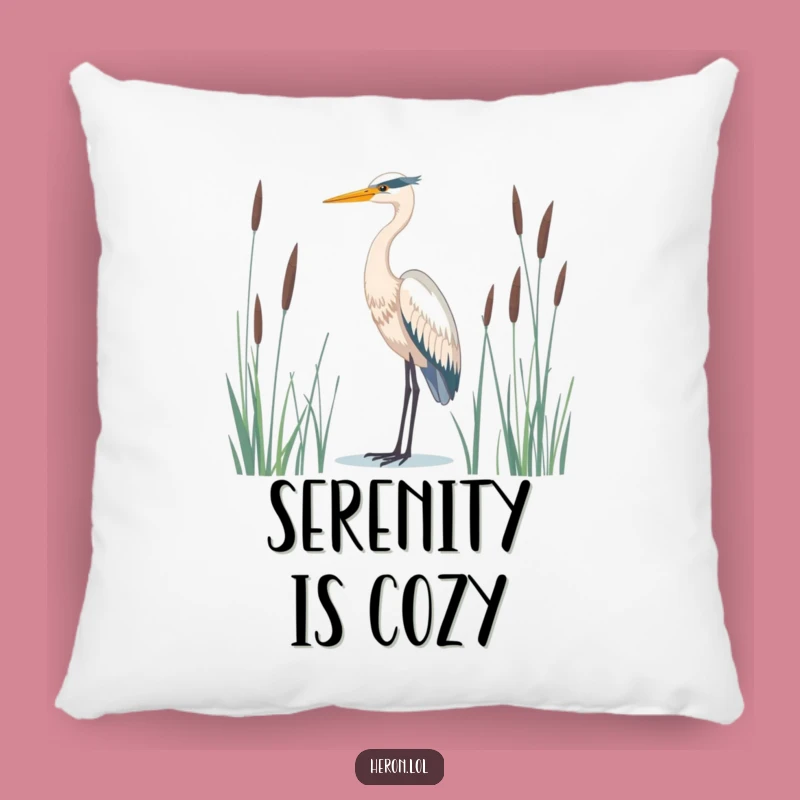 Serene Heron Bird Pillow: Majestic Comfort for Tranquil Homes