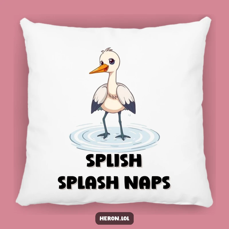 Funny Heron Pillow: Giggle Comfort, Playful Wading, Cozy Gift