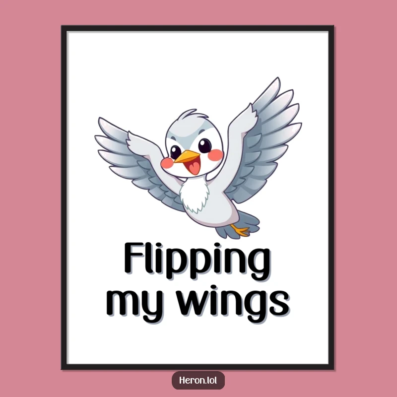 Funny Flying Heron Digital Art: Instant Joyful Decor - Printable Gift!