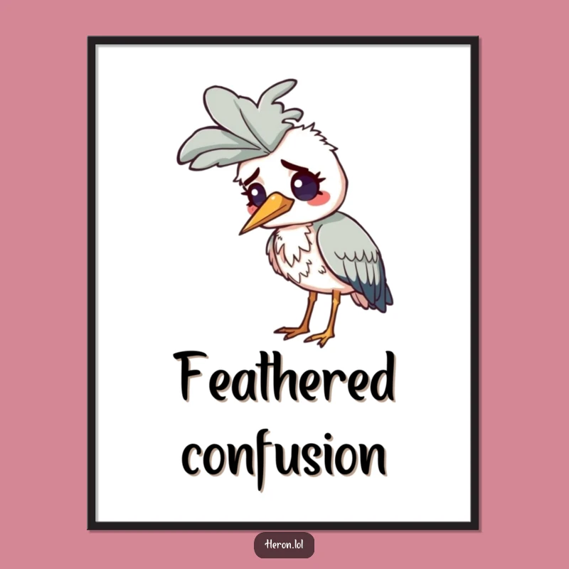 Funny Confused Heron Digital Art: Instant Quirky Decor - Printable Gift!