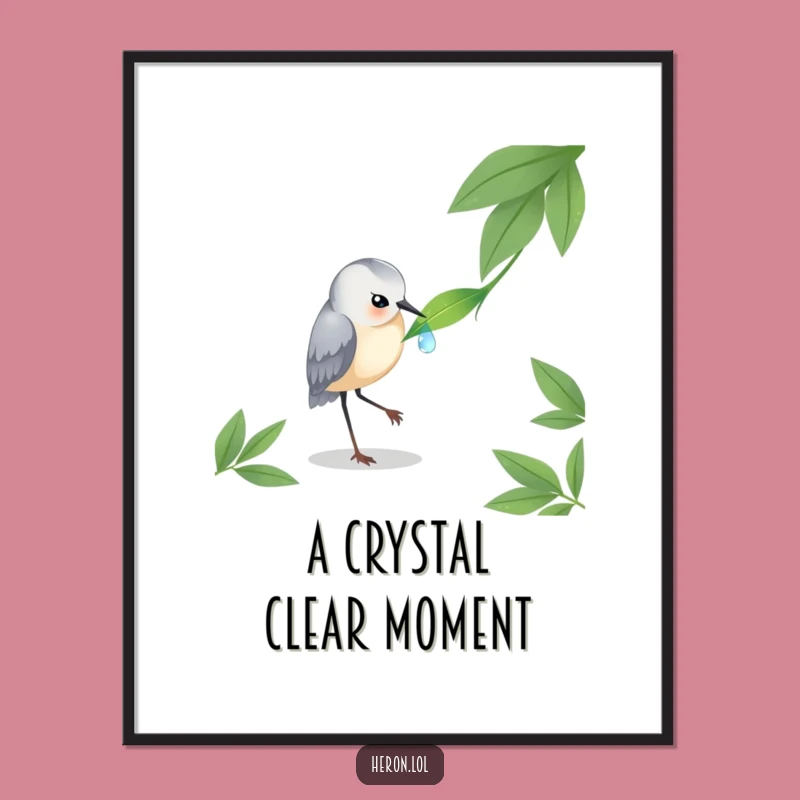 Funny Heron Dewdrop Digital Art - Serene Nature Print