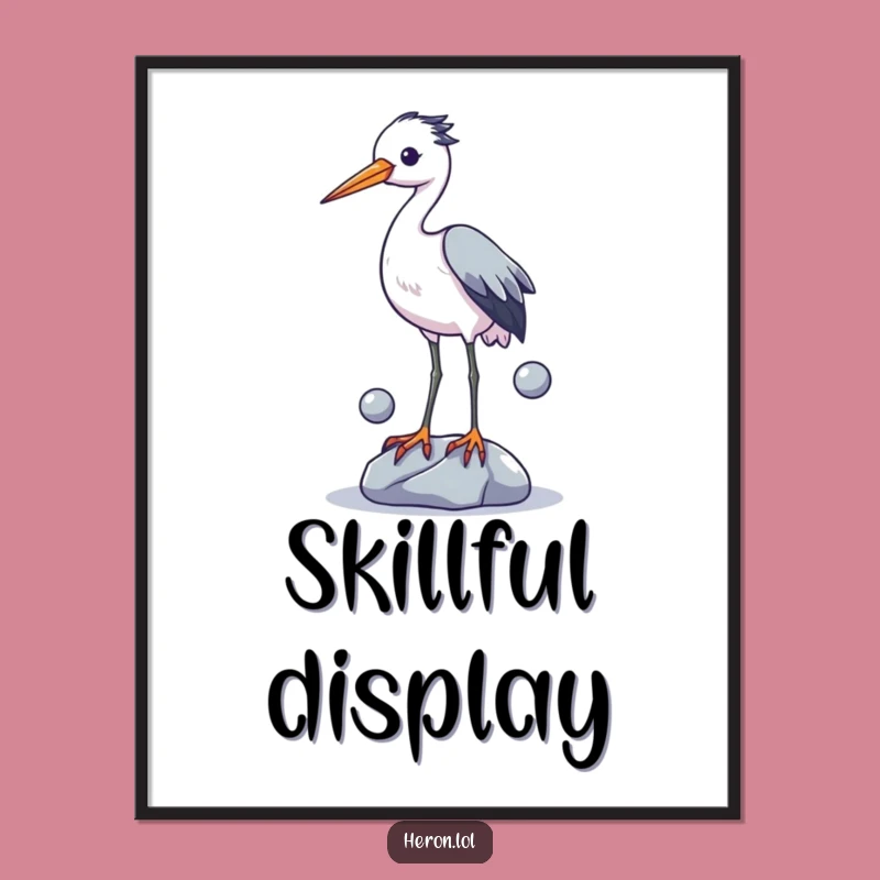 Funny Heron Juggling Digital Art: Hilarious Bird Illustration Download