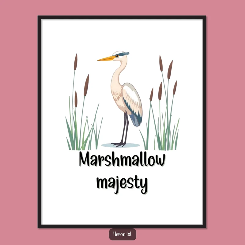 Majestic Heron Bird Digital Art: Serene Wildlife Print for Calm Spaces