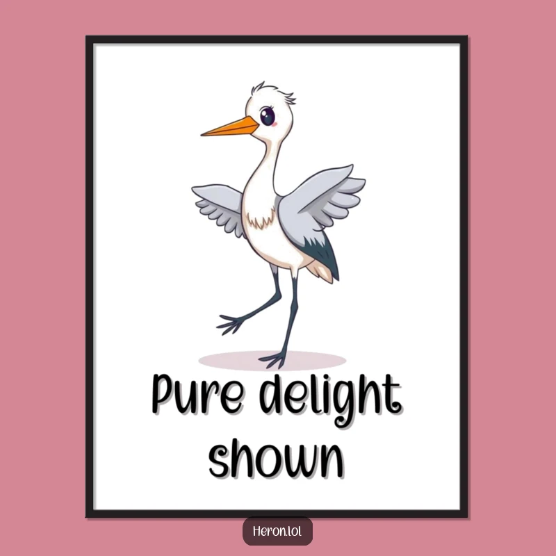 Funny Heron Dance Digital Art: Instant Joyful Bird Illustration