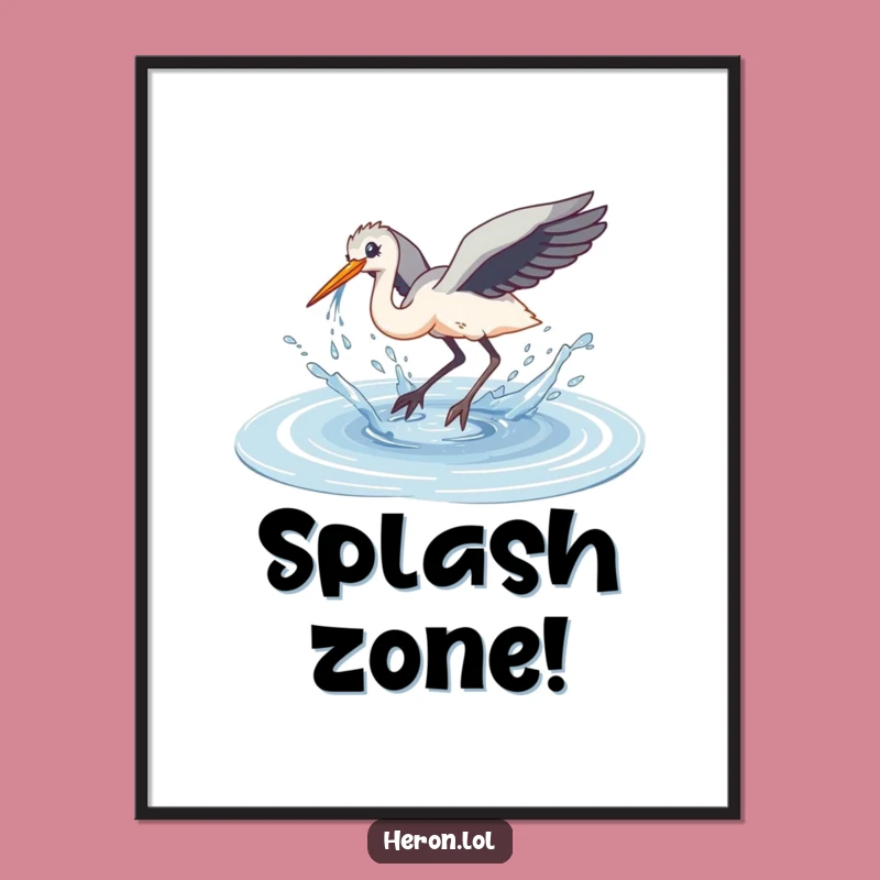 Funny Clumsy Dive Heron Digital Art: Instant Splashy Decor - Printable Gift!