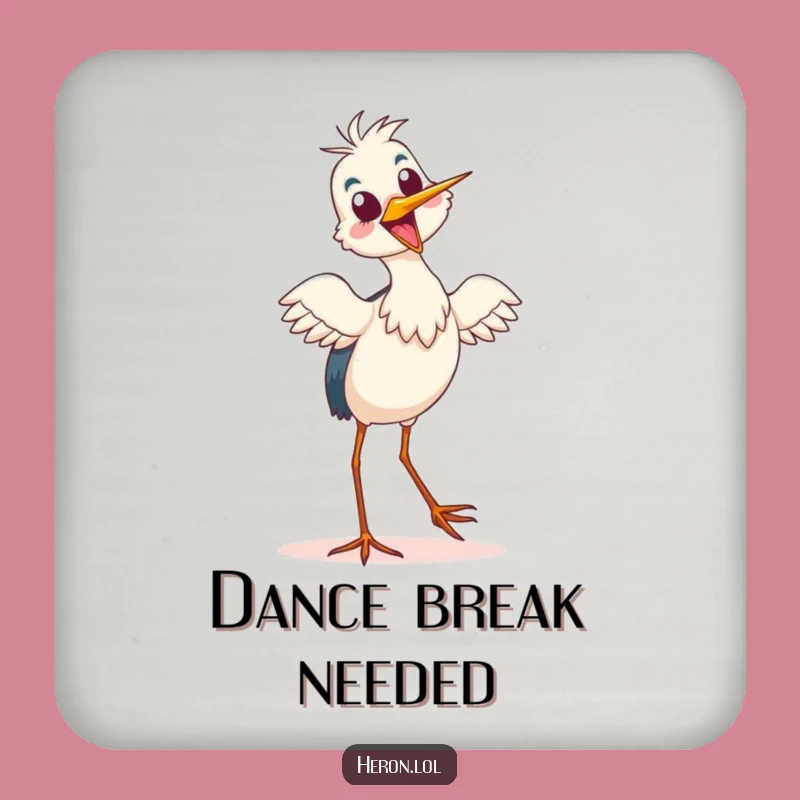 Funny Heron Dance Coaster, Joyful Surface Protection, Gift