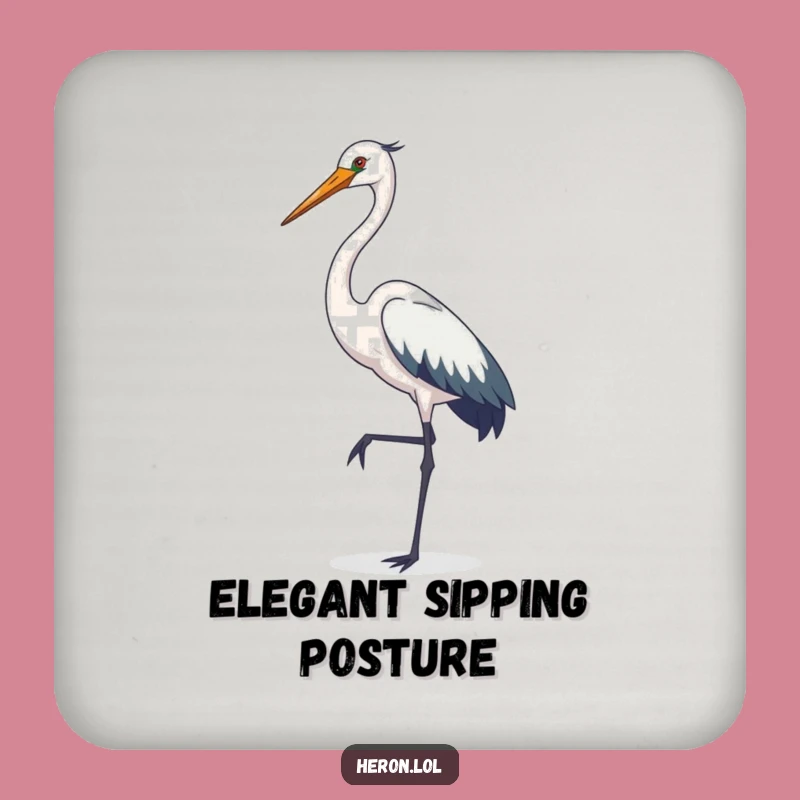 Funny Heron Coaster Set - Elegant Pose Protection, Sophisticated Table Decor, Unique Gift