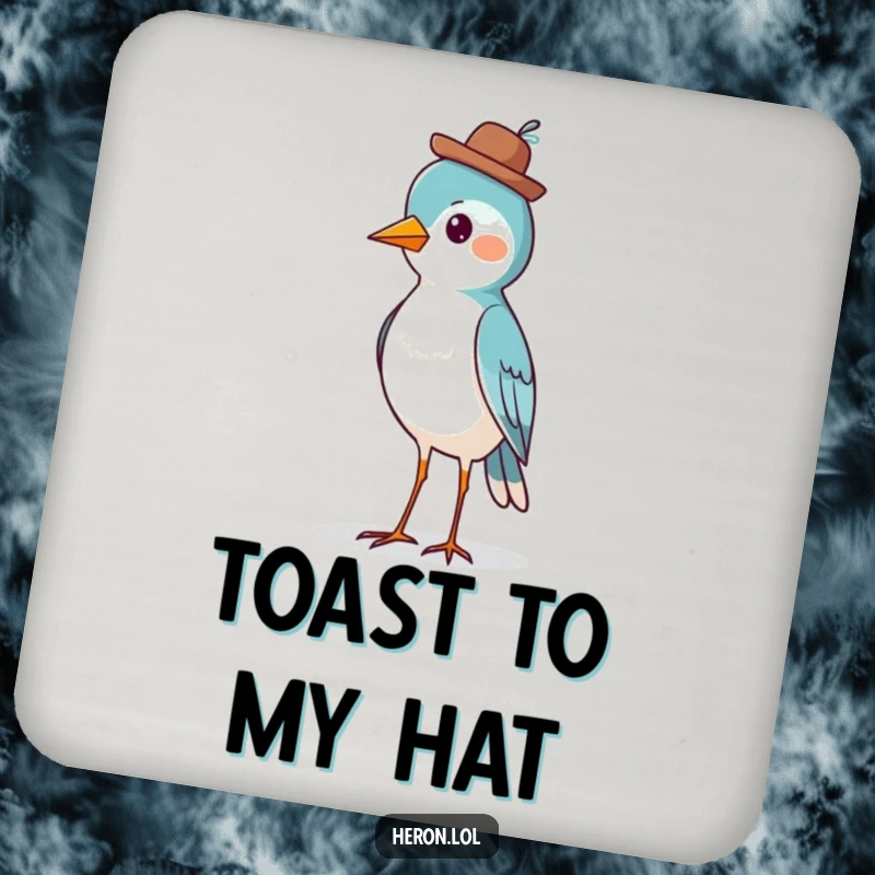 Funny Bird Coaster: A proud bird wearing a jaunty hat, designed to protect surfaces with dapper and humorous charm.