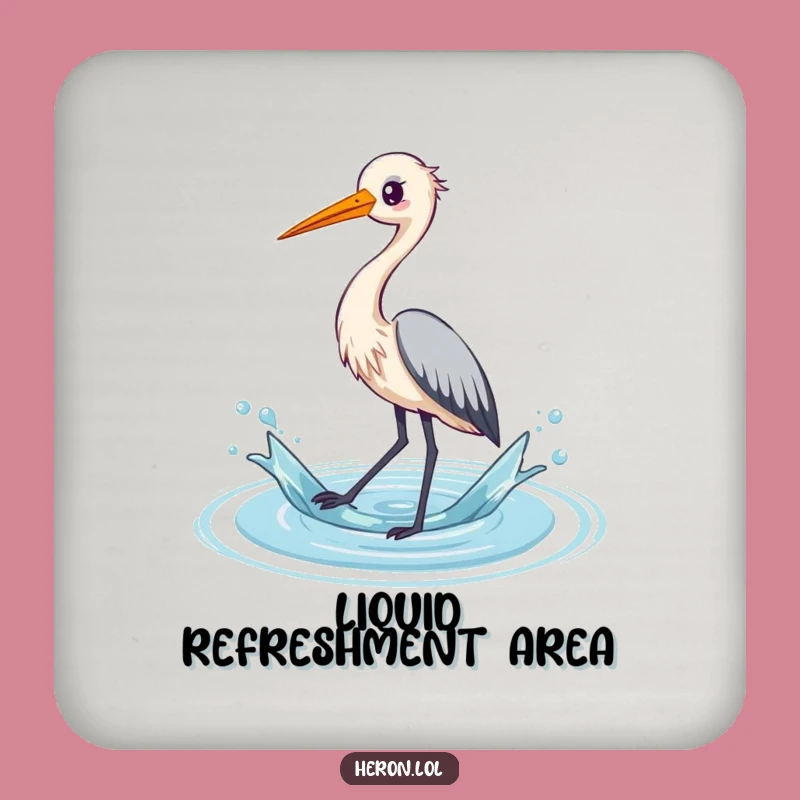 Funny Heron Coasters (Set of 4): Kawaii Bird Splashing Water, Cute Table Gift