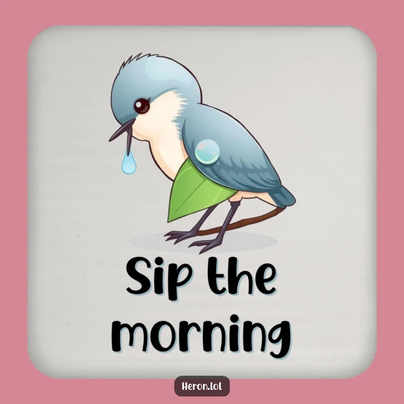 Funny Heron Dewdrop Coaster, Protect Surfaces With Bird Humor, Gift