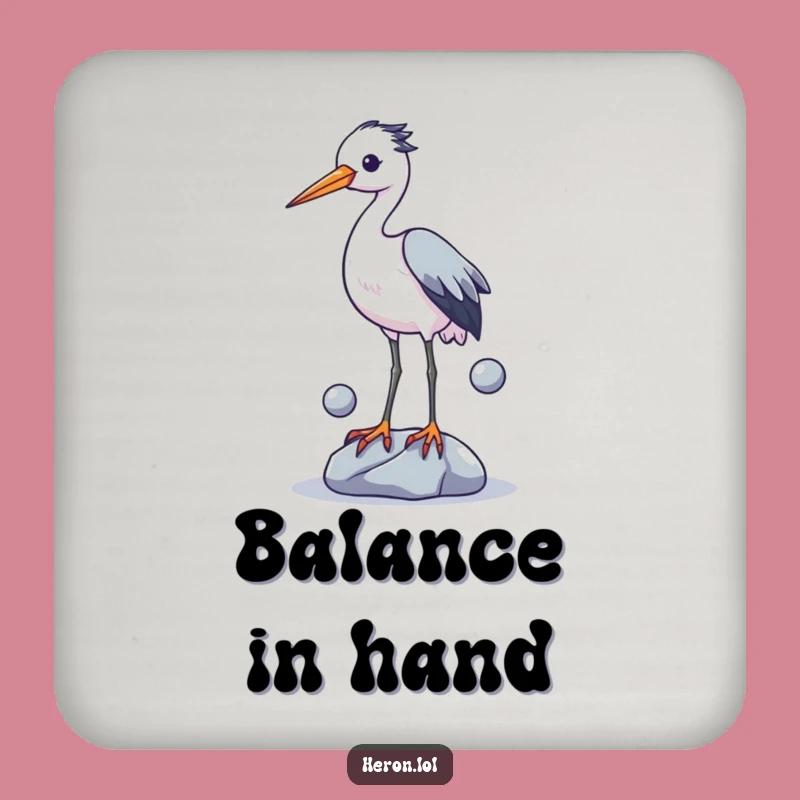 Funny Heron Juggling Coaster Set: Protect Tables with Hilarious Bird Art
